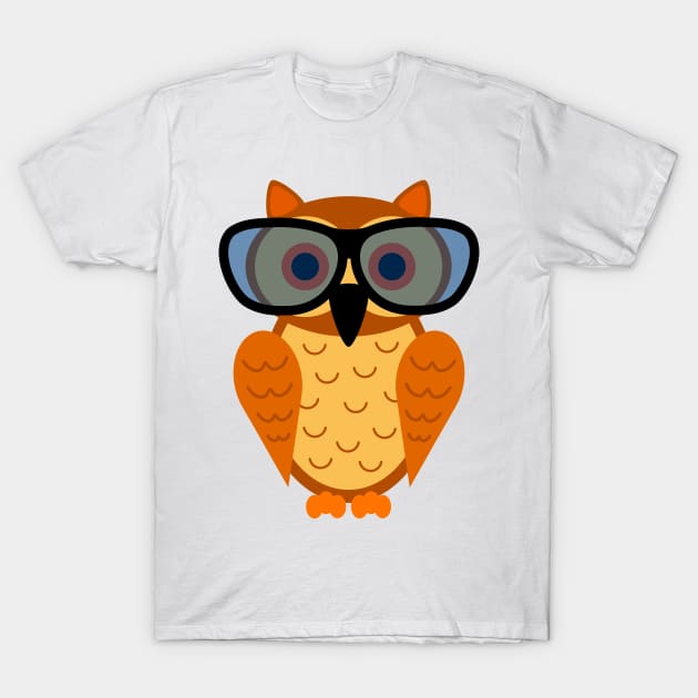 Funny and Cute Nerdy Owl with Nerd Glasses T-Shirt by Bohnenkern